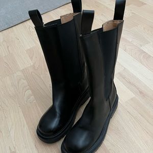 Black mid calf boots